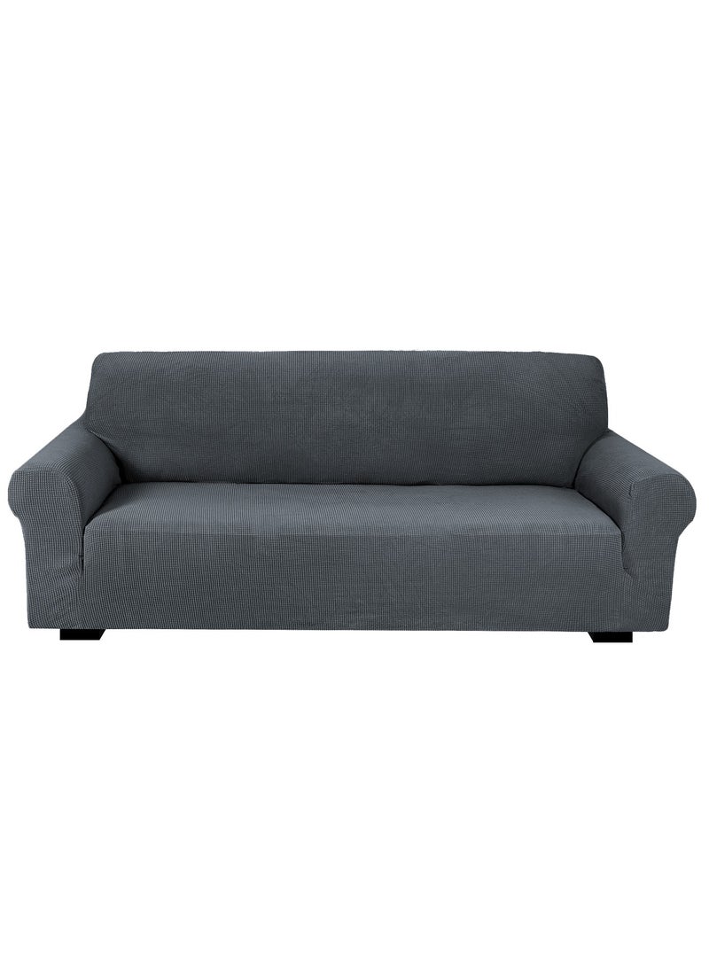Fabienne Stretch Fit 3-Seater Sofa Cover Soft Brushed Fabric Couch Cover Exquisitely Full Coverage Furniture Protector Slipcover Three Seater Fits on Standard and Recliner Sofa 185-235cm Size Grey  - Image 4
