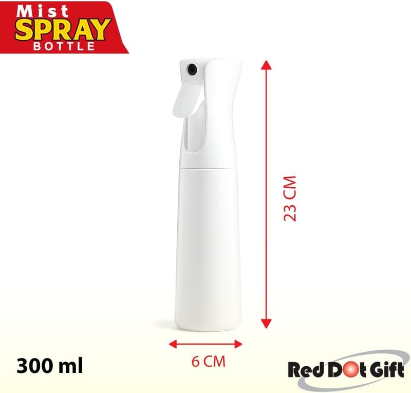 Red Dot Gift ® 1-Pack Continuous Mist Spray Bottles – Spray Bottle For Hairstyling, Cleaning, Salons, Plants, Essential Oil & More (White, 300 ml) - Image 1