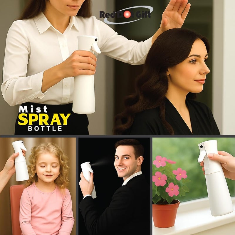 Red Dot Gift ® 1-Pack Continuous Mist Spray Bottles – Spray Bottle For Hairstyling, Cleaning, Salons, Plants, Essential Oil & More (White, 300 ml) - Image 4
