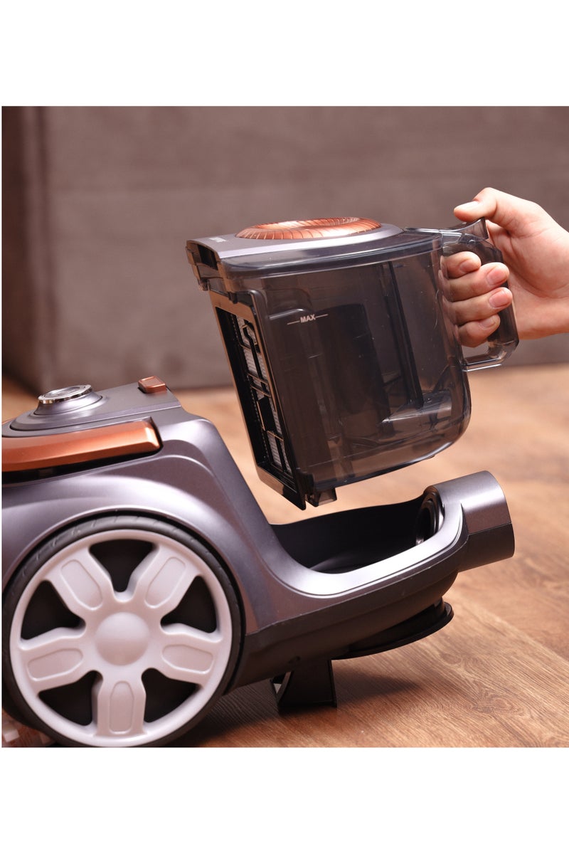 GEEPAS 2200 W Cyclonic Vacuum Cleaner- GVC19054/ 2.5 L Dust Bag Capacity, Low Noise Operation, Automatic Cord Rewinder Function, HEPA Filter/ Flexible Hose, Floor Brush, Anti-Rust Body/ Perfect for Home, Office, Apartments/ 2 Years Warranty, Orange & Black - Image 3