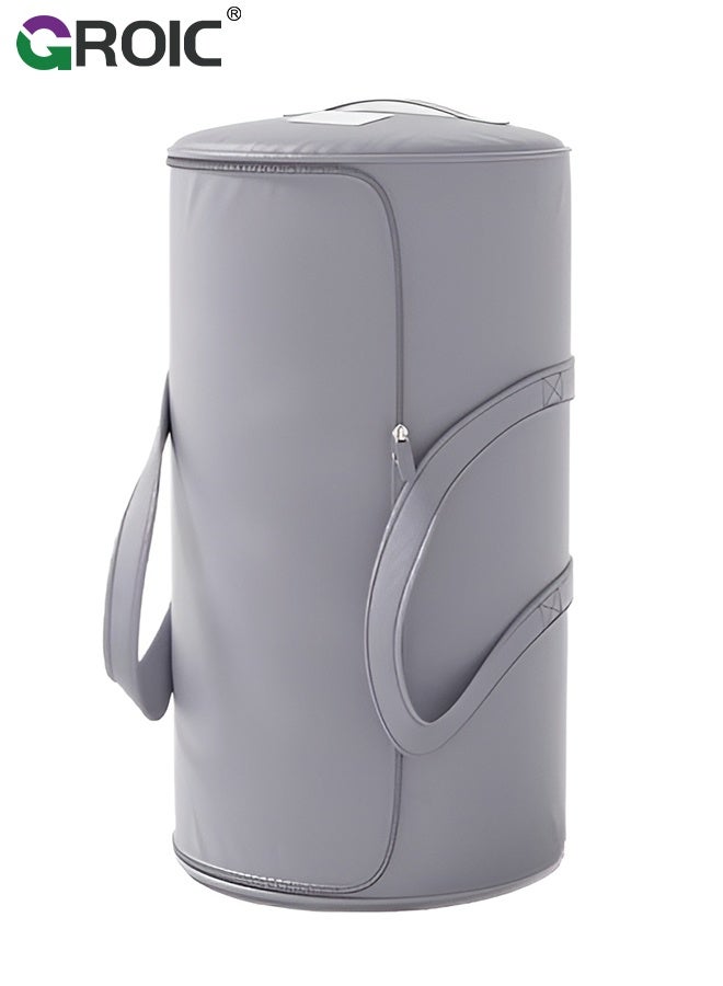 GROIC Storage bag, 39×63CM, Clothes Storage Bags with Zippers and Carrying Handles, Foldable Closet Organizer for Clothing, Blankets and Bedding, Waterproof Organizing Bags, Large Grey Cylindrical Bag - Image 1