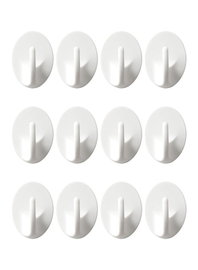 ccHuDE 12 Pcs Self Adhesive Plastic Hooks Stick on Wall Hooks White Sticky Removable Hooks Small Hanging Hooks for Bathroom Kitchen - Image 1
