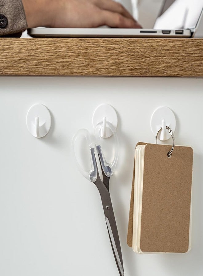 ccHuDE 12 Pcs Self Adhesive Plastic Hooks Stick on Wall Hooks White Sticky Removable Hooks Small Hanging Hooks for Bathroom Kitchen - Image 3