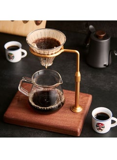 Generic Adjustable Pour Over Filter Coffee Dripper Station with Wooden Base Stand  - Image 1