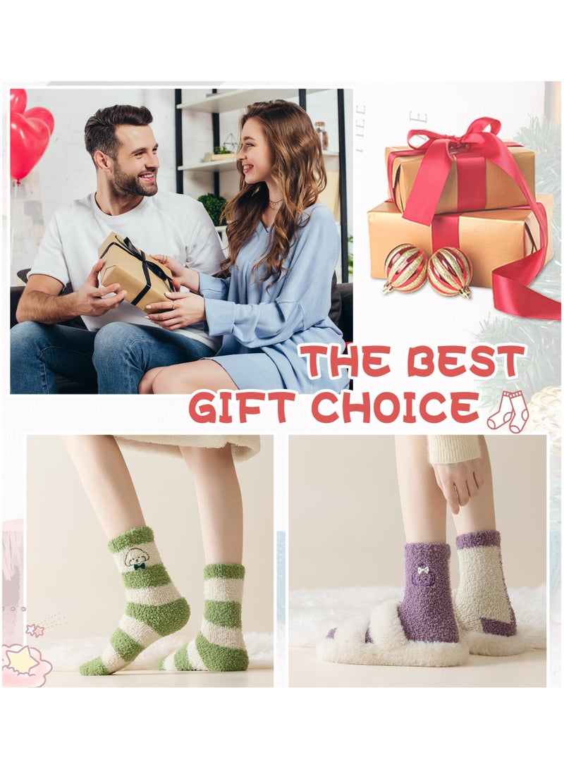 Barakah 5 Pairs Womens Fuzzy Socks Cozy Fluffy Winter Warm Slipper Socks Microfiber Soft Thermal Plush Casual Home Sleeping Socks Stocking Stuffers Gifts for Women - Image 5