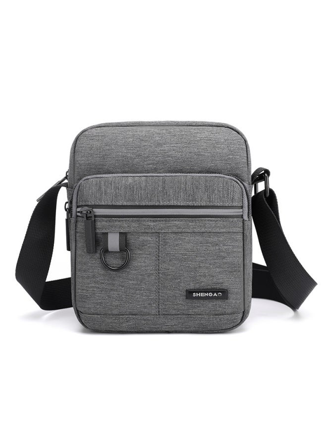 Men's OxFord Cloth Casual Canvas Crossbody Bag Small Backpack Mobile Phone Bag 2022 Style-Color:Vertical Gray - Image 1