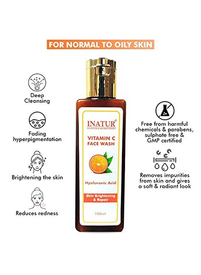 INATUR Vitamin C Face Wash Skin Repair & Brightening 100 Ml ; For Skin Hydration And Hyperpigmentation ; Free From Paraben Sulphates Silicones And Artificial Chemicals - Image 3