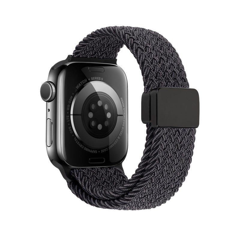 erorex For Apple Watch 42Mm / 41Mm / 40Mm / 38Mm Magnetic Buckle Loop Woven Watch Band(Down Black) - Image 3