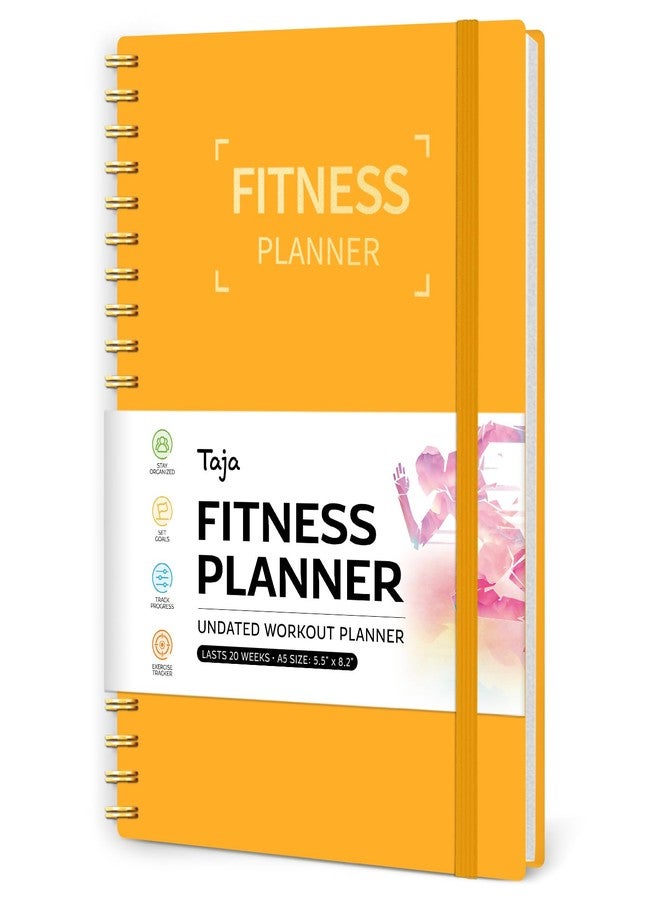 Taja Fitness Workout Journal for Women & Men, A5(5.5" x 8.6") Workout Log Book Planner for Tracking, Progress, and Achieving Your Wellness Goals-Yellow - Image 1