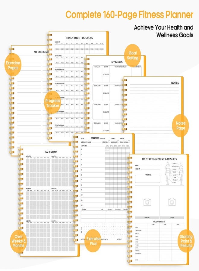 Taja Fitness Workout Journal for Women & Men, A5(5.5" x 8.6") Workout Log Book Planner for Tracking, Progress, and Achieving Your Wellness Goals-Yellow - Image 5