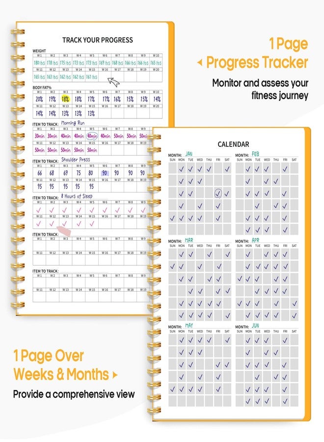 Taja Fitness Workout Journal for Women & Men, A5(5.5" x 8.6") Workout Log Book Planner for Tracking, Progress, and Achieving Your Wellness Goals-Yellow - Image 4