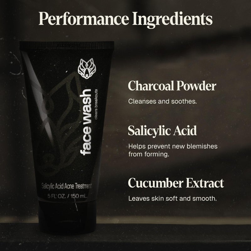 Black Wolf Menâ€™s Charcoal Powder Face Wash - 5 Fl Oz, 2 Pack - Facial Cleanser Removes Unwanted Impurities from Your Skin & Soothes Irritation - Image 4