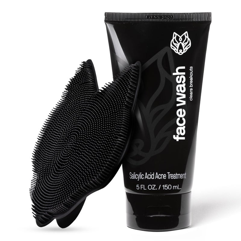 Black Wolf Menâ€™s Charcoal Powder Face Wash - 5 Fl Oz, 2 Pack - Facial Cleanser Removes Unwanted Impurities from Your Skin & Soothes Irritation - Image 1