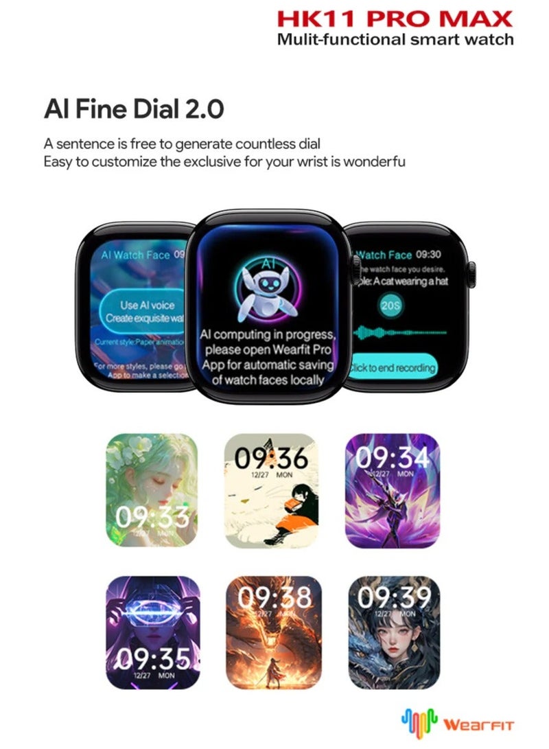 HK11 Pro Max Smartwatch with Call & Message Alerts Fitness & Activity Tracker with Heart Rate Monitor Sports Modes Long Battery Life Compatible with Android & iOS - Image 2