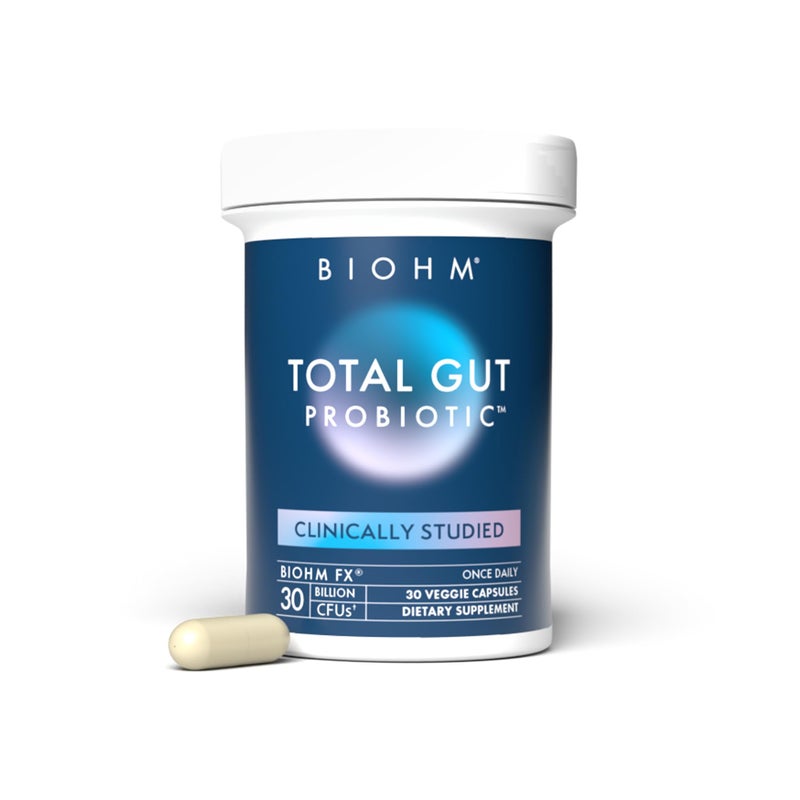 BIOHM Total Probiotic 30 Billion CFU Daily Probiotics for Women Men 30 Count Helps Reduce Occasional Gas Bloating Supports Digestion Total Gut Health NonGMO Vegan