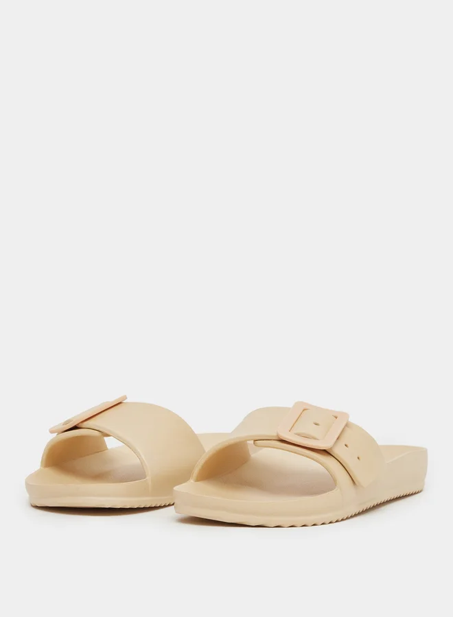 تايك تو Take Two Solid Buckle Detail Slip-On Slipper
