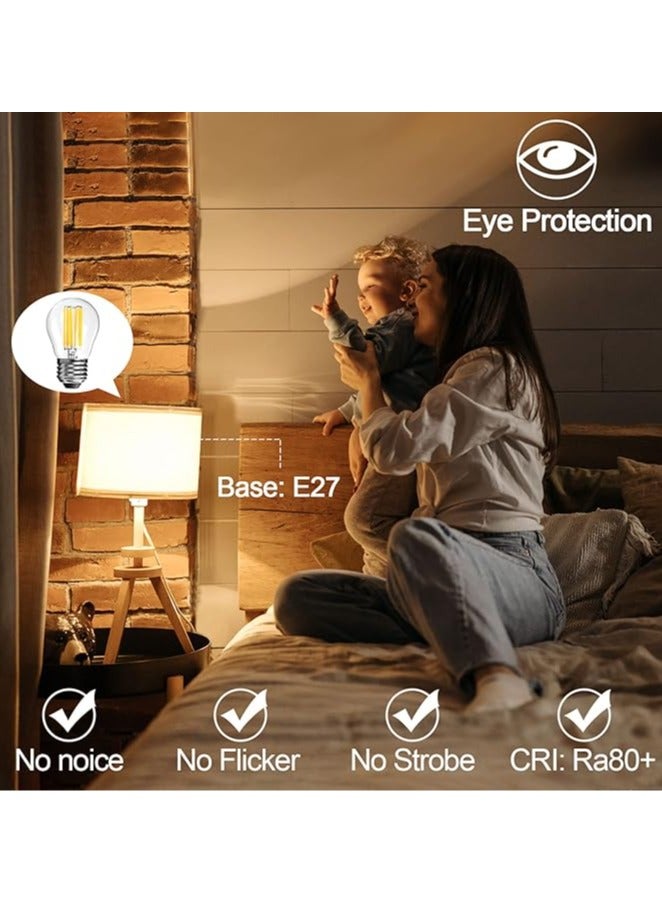 ESNCO مصابيح LED قابلة للتعتيم 4 واط تعادل 40 واط AC220-240V 2700K أبيض ناعم مصابيح كرة جولف G45، قاعدة لامبة إيديسون E27 لمبة خيوط LED لمروحة السقف، ضوء معلق، 4 عبوات - Image 5