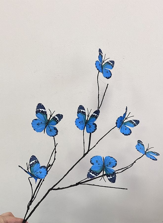 HOMESTAR 3 Pcs Purple ,Blue Butterfly Decorations, Silk Butterfly Stems Artificial Willow Branches with Butterflies for Vase Floral Arrangements for Wedding Home Office Party Decoration - Image 2