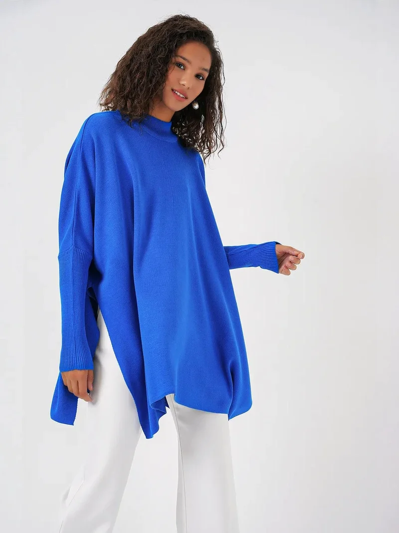 Big Dart Moroccan Blue BDART Oversized Acrylic Crew Neck Jumper for Women | Best Price UAE