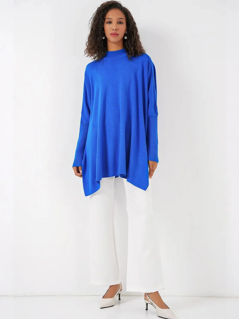 Big Dart Moroccan Blue BDART Oversized Acrylic Crew Neck Jumper for Women | Best Price UAE