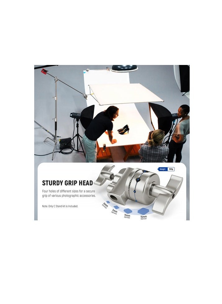 Neewer NEEWER SC172 Stainless Steel C-Stand with 5.6ft Boom Arm – Heavy-Duty Light Stand with Grip Heads for Studio Lighting, Reflectors, Softboxes & Video Equipment  - Image 4
