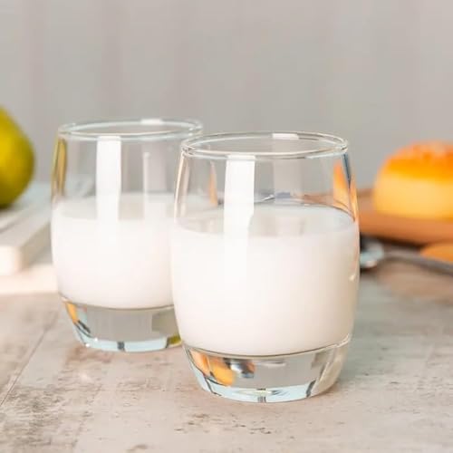 Jinelza Italian Juice Glasses Set of 6, Transparent, 200ml, Medium Size Tumbler Oval Glasses for Drinking Juice, Water, Sharbat and Cocktails, Water Glass Set of 6 - Image 1