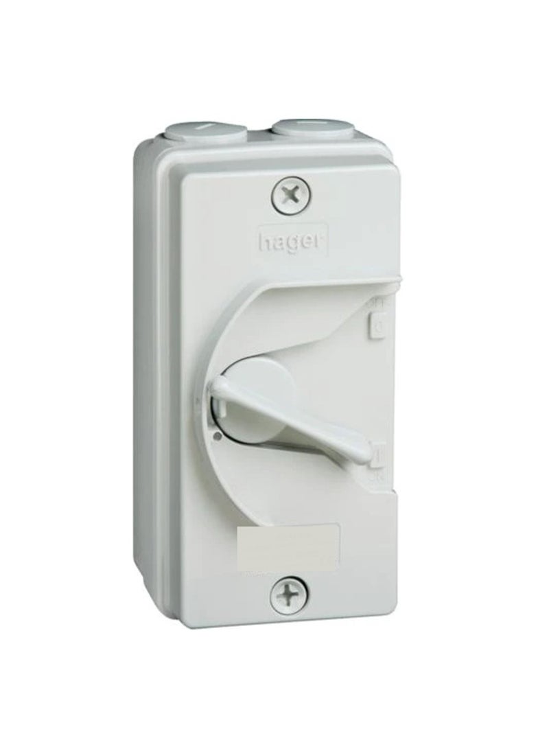 HAGER 32A 2P Weatherproof Enclosed Isolator ISOLATOR JG232IN