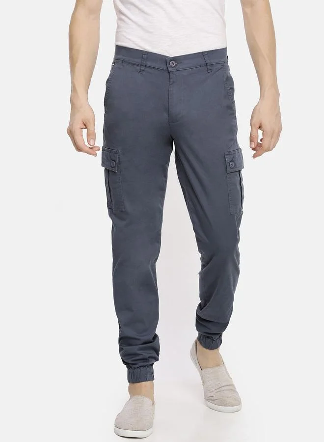 The Indian Garage Co Men Blue Mid Rise Slim Fit Cargo Pants