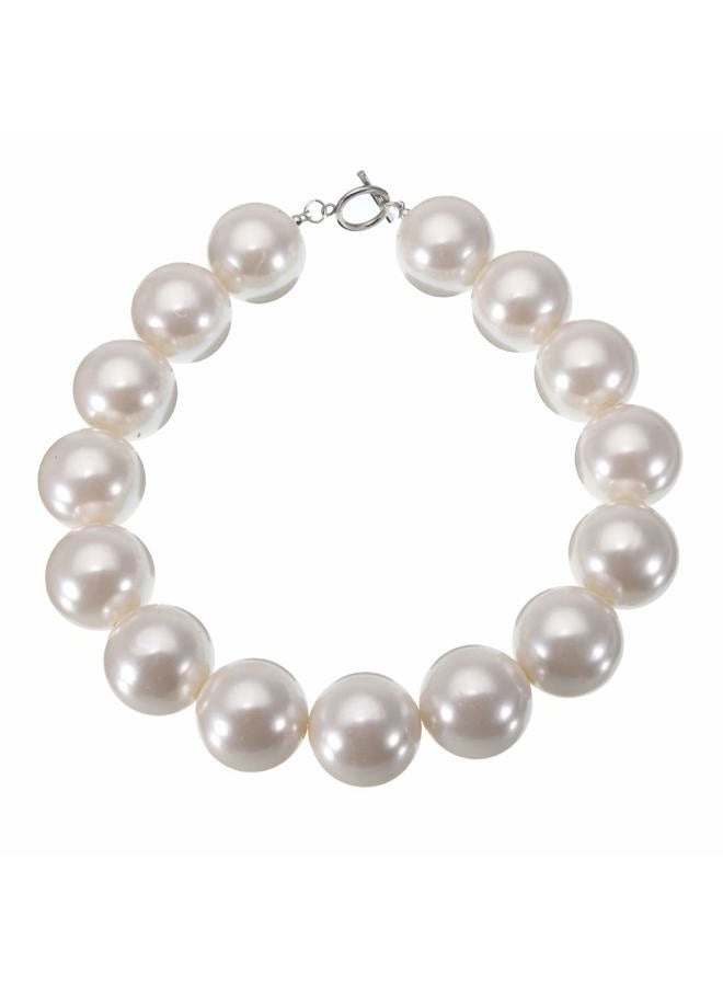 Jerollin Fashion Single Chain Big Copy CCB Resin Simulated Pearl Bib Collar Choker Statement Necklace Jewellery white - Image 1