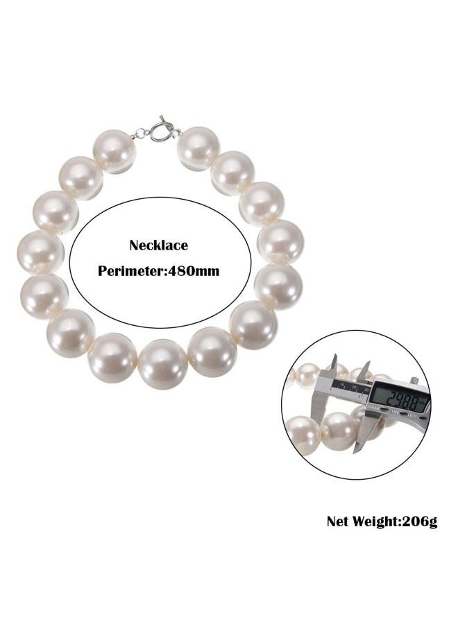 Jerollin Fashion Single Chain Big Copy CCB Resin Simulated Pearl Bib Collar Choker Statement Necklace Jewellery white - Image 5