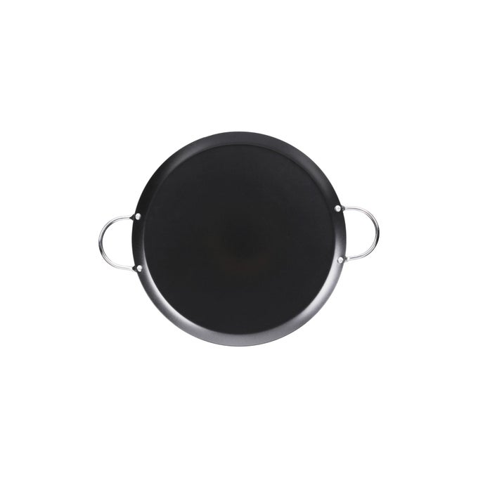 11IN CARBON STEEL NONSTICK ROUND COMAL WITH METAL HANDLES BLACK