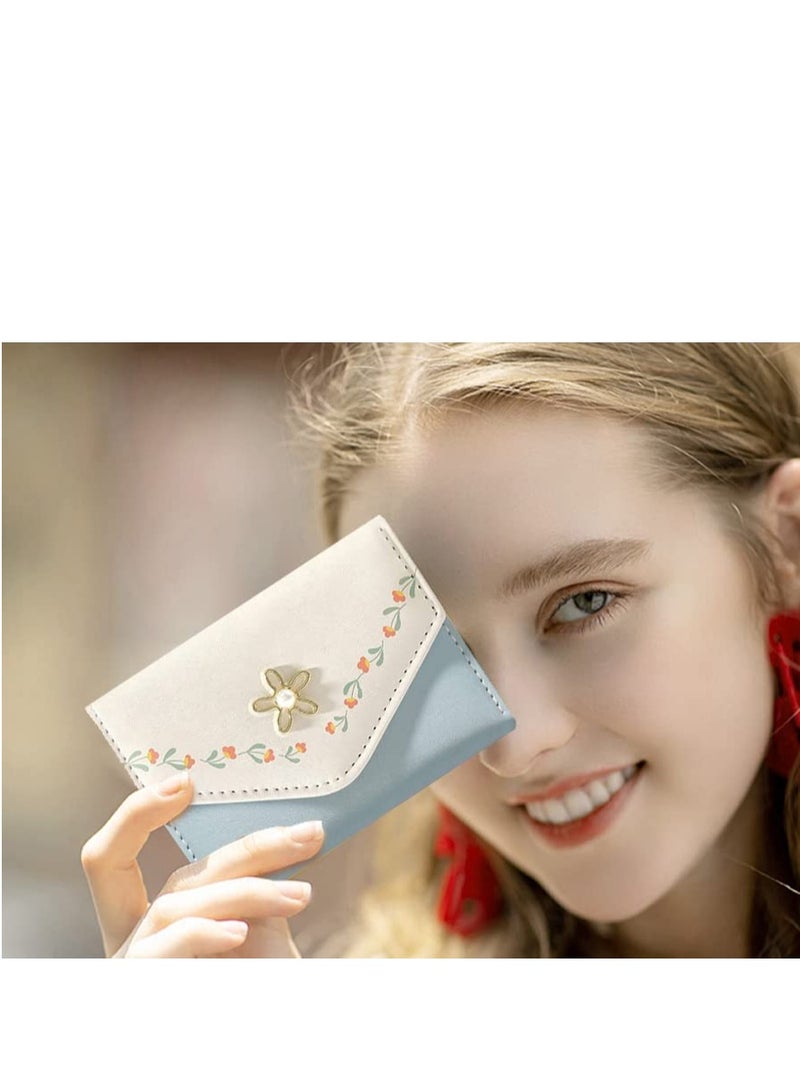 Excefore Wallets for Women Girls Tri-folded flowers Wallet Cash Pocket Print Card Holder Coin Purse with ID Window elegant youthful  - Image 4