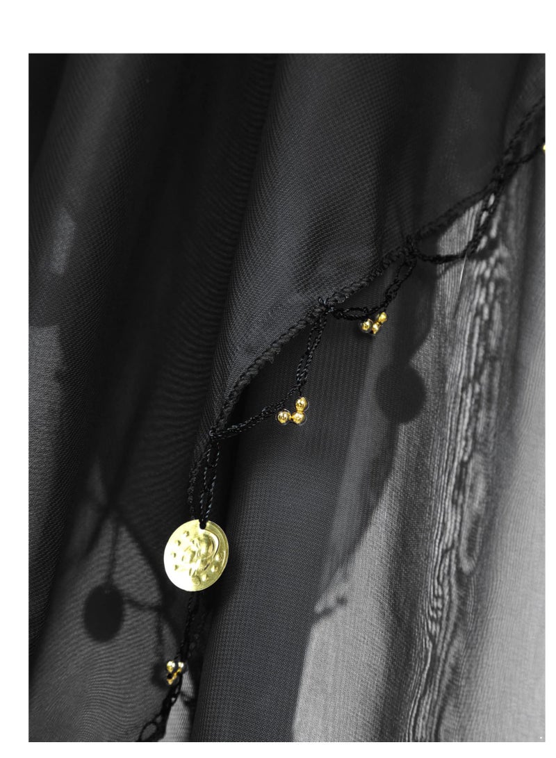 SYOSI Women Belly Dance Chiffon Skirt with Coins  - Image 5