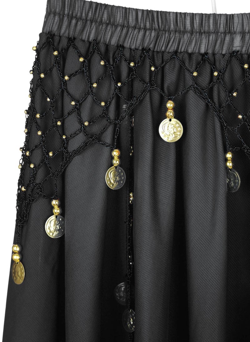 SYOSI Women Belly Dance Chiffon Skirt with Coins  - Image 4