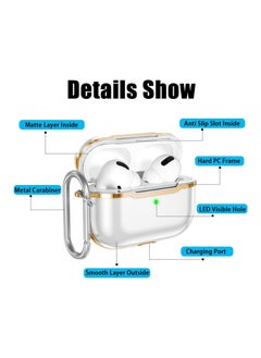 Generic Earphone Protective Sleeve, Compatible for Airpods Pro 3Rd Gen (2019) Case Clear Cover with Keychain Hybrid Translucent Soft TPU Protective Cases Translucent Gold Frame【Soft Clear Protective Cas  - Image 2