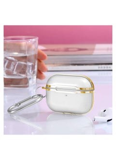 Generic Earphone Protective Sleeve, Compatible for Airpods Pro 3Rd Gen (2019) Case Clear Cover with Keychain Hybrid Translucent Soft TPU Protective Cases Translucent Gold Frame【Soft Clear Protective Cas  - Image 3