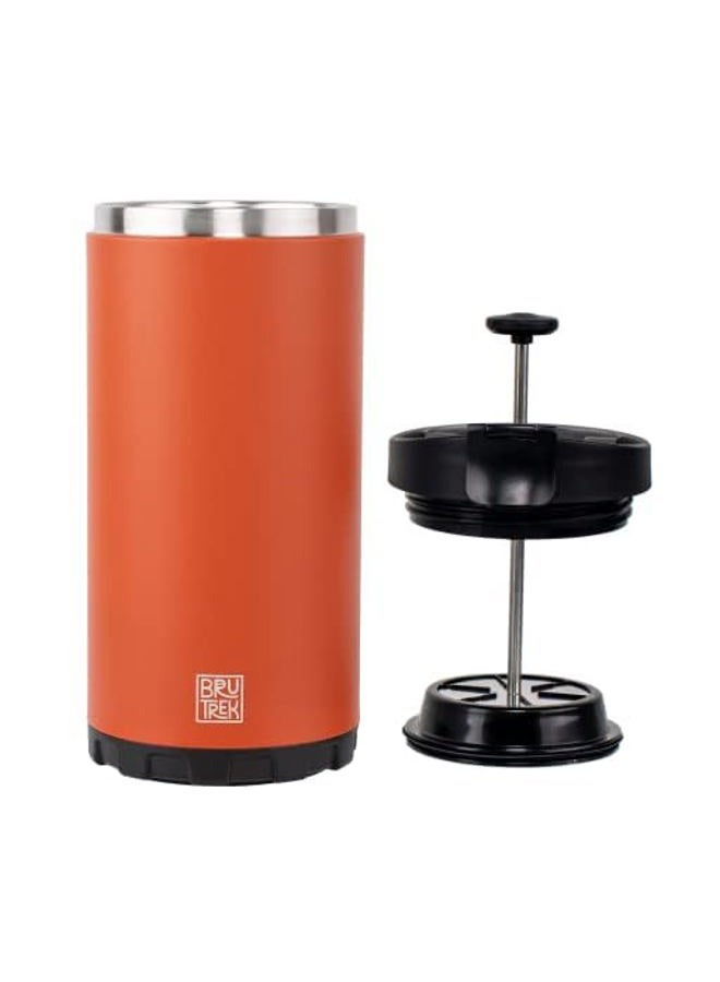 BruTrek Steel Toe 3.0 Travel Coffee Press - Brew 20 fl.oz On The Go - No Spill Lid, Double Wall Vacuum Insulated Stays Hot for Hours, French Press Coffee (Red Rock) - Image 3