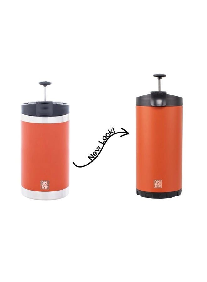 BruTrek Steel Toe 3.0 Travel Coffee Press - Brew 20 fl.oz On The Go - No Spill Lid, Double Wall Vacuum Insulated Stays Hot for Hours, French Press Coffee (Red Rock) - Image 4