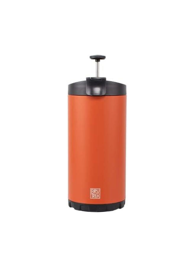 BruTrek Steel Toe 3.0 Travel Coffee Press - Brew 20 fl.oz On The Go - No Spill Lid, Double Wall Vacuum Insulated Stays Hot for Hours, French Press Coffee (Red Rock) - Image 2