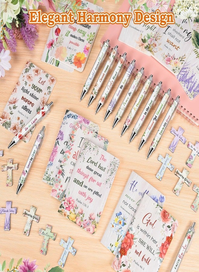 OMEYA 36 Pcs Christian Bulk Gifts for Women Include 12 Mini Bible Verse Notepads, 12 Scripture Ballpoint Pens & 12 Magnetic Cross Bookmarks, Cute Religious Notebooks Gifts Prizes Party Favors, 3.5"x5.5" - Image 5