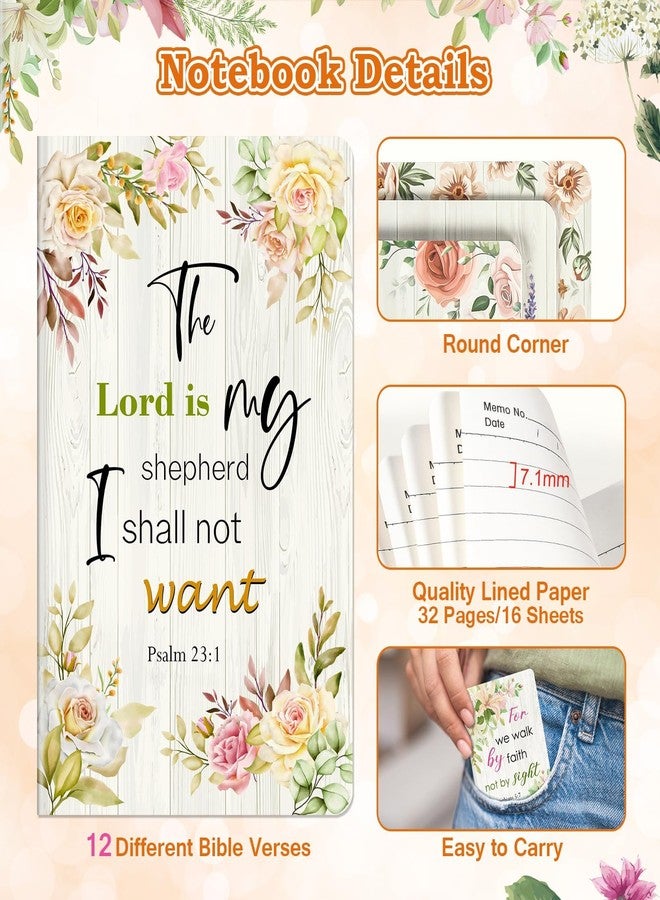 OMEYA 36 Pcs Christian Bulk Gifts for Women Include 12 Mini Bible Verse Notepads, 12 Scripture Ballpoint Pens & 12 Magnetic Cross Bookmarks, Cute Religious Notebooks Gifts Prizes Party Favors, 3.5"x5.5" - Image 4