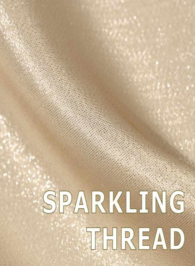 Popkozzi Champagne Gold Sparkle Shower Curtain: Silver Beige Cream Glitter Bling Shiny Fabric Decorative Shower Curtains for Bathroom - Waterproof Washable Luxury Metallic Satin Bath Curtain - 72x72 - Image 3