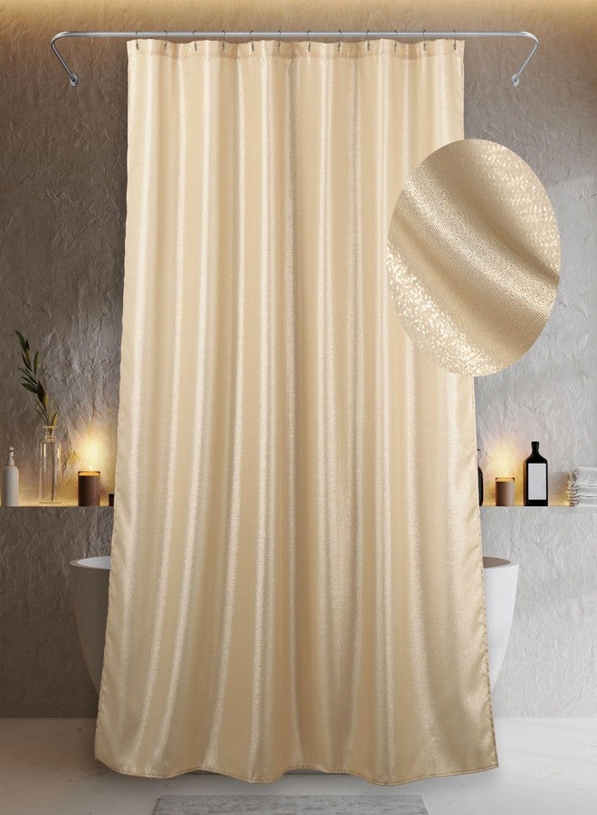 Popkozzi Champagne Gold Sparkle Shower Curtain: Silver Beige Cream Glitter Bling Shiny Fabric Decorative Shower Curtains for Bathroom - Waterproof Washable Luxury Metallic Satin Bath Curtain - 72x72 - Image 1