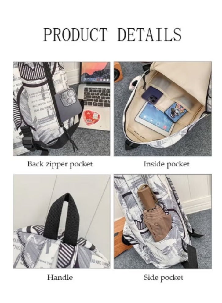 DUNISO Newspaper - Printed Backpack | Large - Capacity Design, Artistic & Practical - Image 3