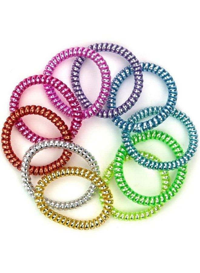 Fameza FAMEZA 20 Pcs Coil Hair Ties - Stretchy Hair Ties - Cord Hair Bands - Telephone Cord prizes for kids classroomacelet Pack - Coil Bracelets - Stretchy Wrist Bands - Plastic Bracelets Bulk|MULTICOLOR - Image 1