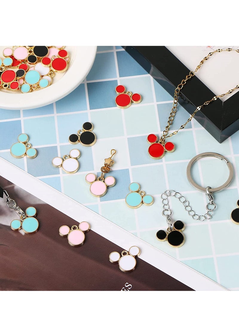 KASTWAVE Jewelry Making Charms, 50 Pcs Mouse Charms, 5 Colors Mouse Head Pendant Key Ring Colorful Acrylic Mouse Beads for Women DIY Jewelry Making Crafting Cartoon Mouse Keychains - Image 3