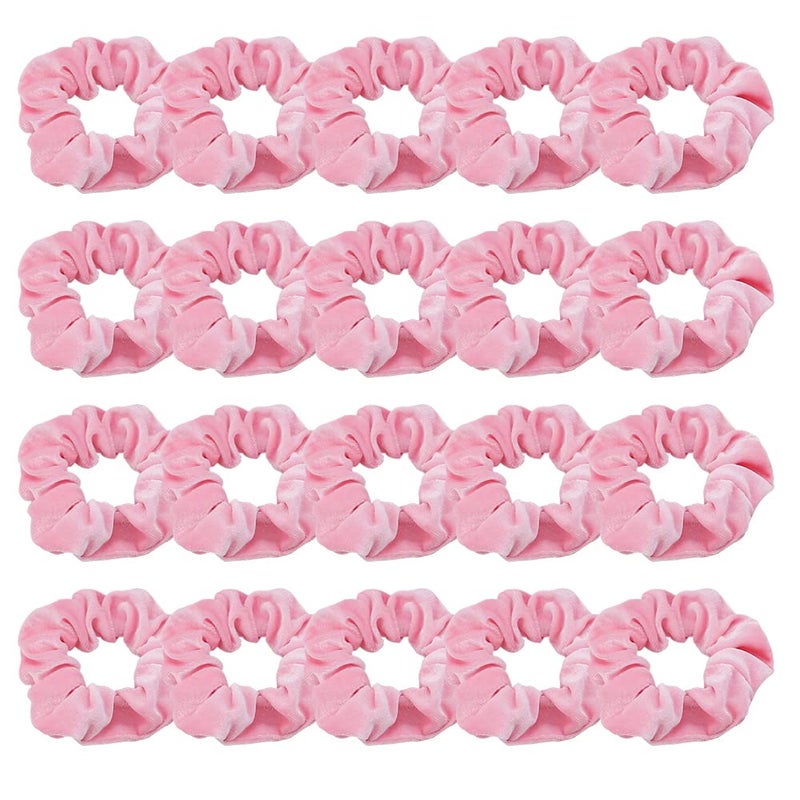 Didder 20 Pcs Pink Velvet Scrunchies Soft Hair Ties for Women Girls Elastic Bobbles Ropes Scrunchie Cute Hair Accessories for Daily Use