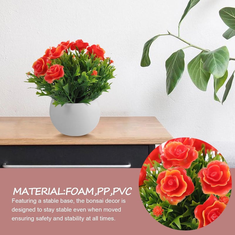 TOYANDONA Artificial Bonsai Plant Decor Small Simulation Potted Flower Tabletop Plant Ornament Semi-Circle Water Succulent Fake Greenery for Home Office Desk Decoration - Image 5