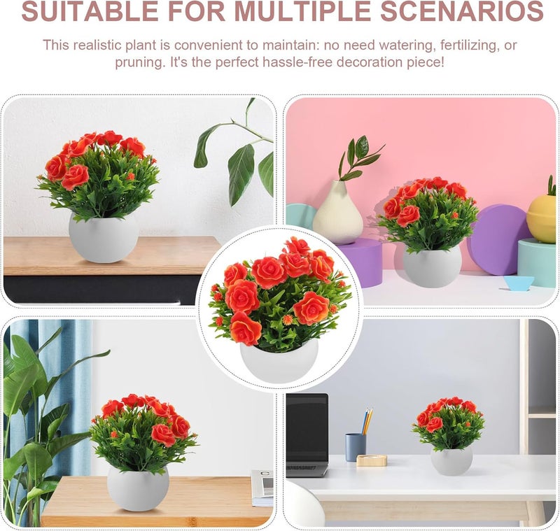 TOYANDONA Artificial Bonsai Plant Decor Small Simulation Potted Flower Tabletop Plant Ornament Semi-Circle Water Succulent Fake Greenery for Home Office Desk Decoration - Image 3