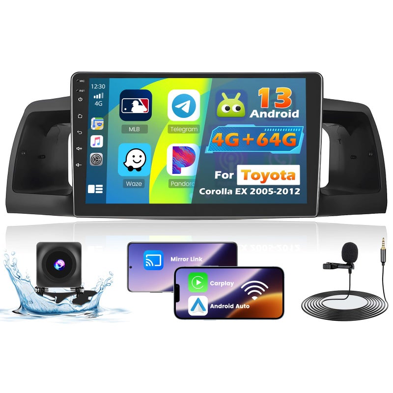 464G Car Radio for Toyota Corolla EX 2005 2006 2007 2008 2009 2010 2011 2012 9 Touch Screen for Corolla Car Stereo Upgrade Carplay Android Auto with 32EQ Bluetooth50 1280 720 Resolution